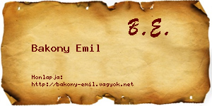 Bakony Emil névjegykártya