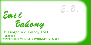 emil bakony business card